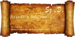 Szirák Dénes névjegykártya