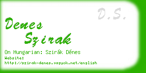 denes szirak business card